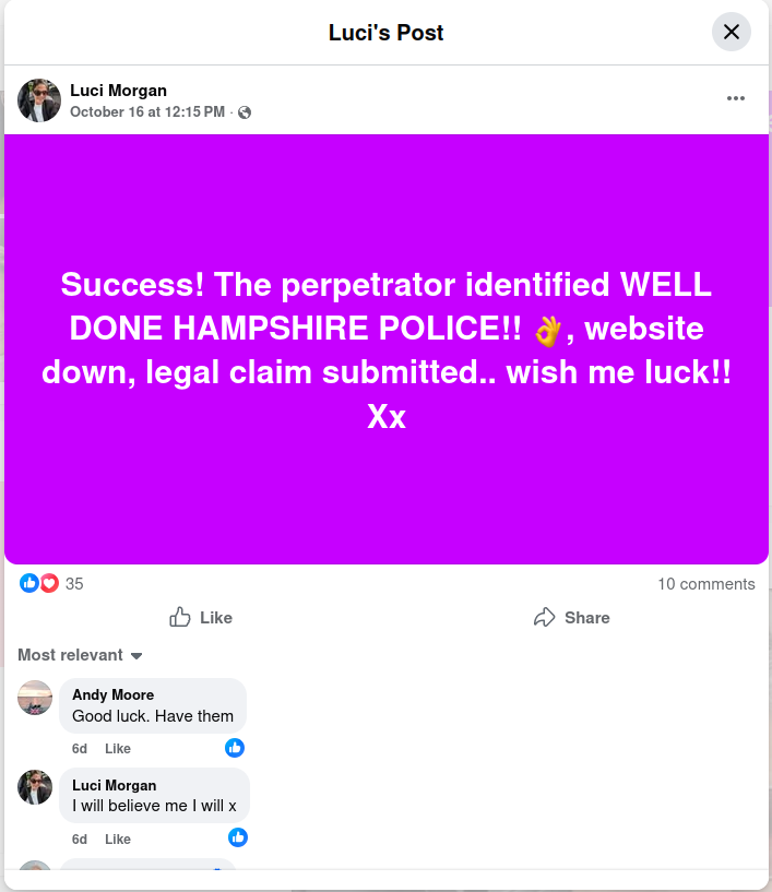 Luci Morgan, of the Luci Morgan Estate Agency- Site down 1